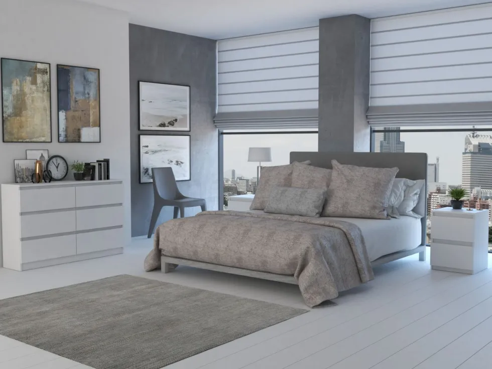 Cassettiera per camera da letto con 6 cassetti 120x30x75 cm bianca CMMT10