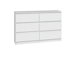 Cassettiera per camera da letto con 6 cassetti 120x30x75 cm bianca CMMT10