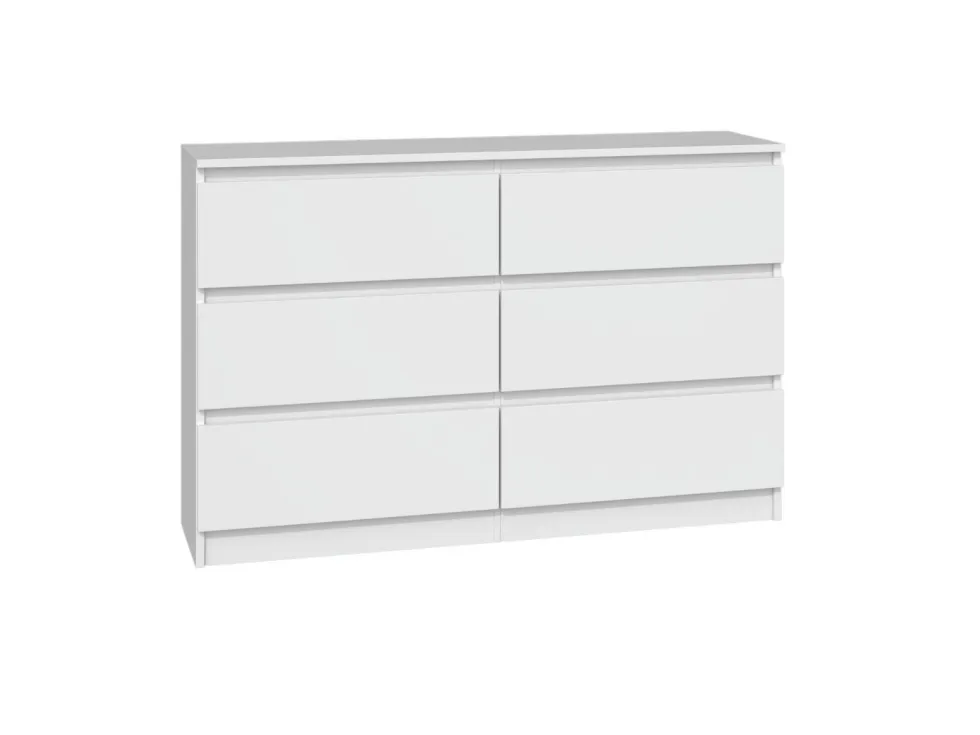 Cassettiera per camera da letto con 6 cassetti 120x30x75 cm bianca CMMT10