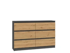 Cassettiera per camera da letto con 6 cassetti 120x30x75 cm rovere e antracite CMMT10