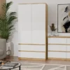 Cassettiera per camera da letto con 6 cassetti 120x30x75 cm rovere e bianco CMMT10