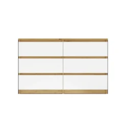 Cassettiera per camera da letto con 6 cassetti 120x30x75 cm rovere e bianco CMMT10