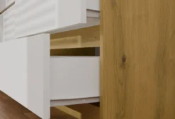 Cassettiera per camera da letto con 6 cassetti 120x30x75 cm rovere e bianco CMMT10