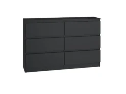 Cassettiera per camera da letto con 6 cassetti 120x30x75 cm nera CMMT10