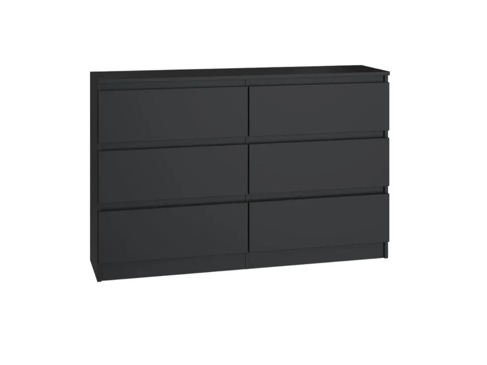Cassettiera per camera da letto con 6 cassetti 120x30x75 cm nera CMMT10