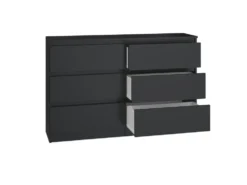 Cassettiera per camera da letto con 6 cassetti 120x30x75 cm nera CMMT10