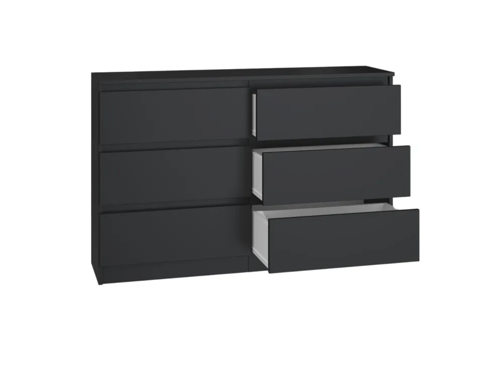 Cassettiera per camera da letto con 6 cassetti 120x30x75 cm nera CMMT10