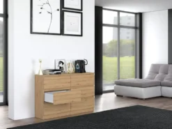 Cassettiera per camera da letto con 6 cassetti 120x30x75 cm rovere CMMT10