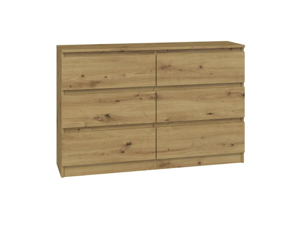 Cassettiera per camera da letto con 6 cassetti 120x30x75 cm rovere CMMT10