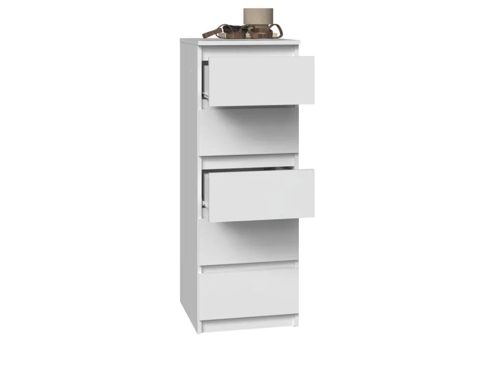 Cassettiera per camera da letto con 5 cassetti 40x45x111 cm bianca CMMT14