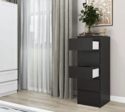 Cassettiera per camera da letto con 5 cassetti 40x45x111 cm nera CMMT14