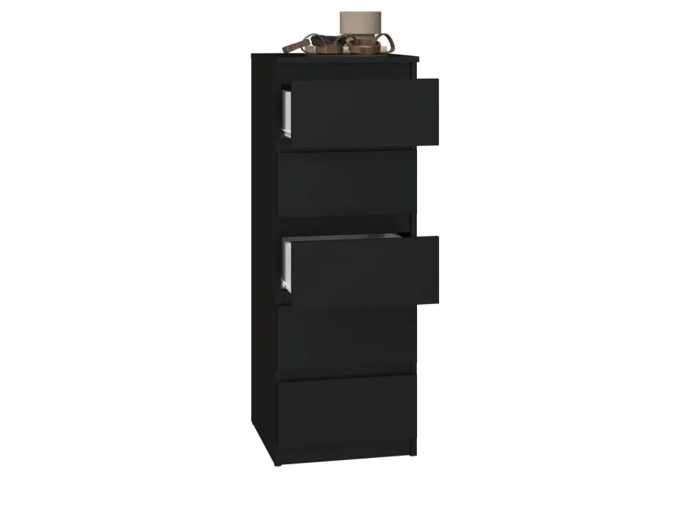 Cassettiera per camera da letto con 5 cassetti 40x45x111 cm nera CMMT14