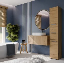 Colonna bagno minimal 30x170 cm a 3 ante rovere CBT7