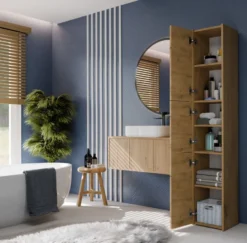 Colonna bagno minimal 30x170 cm a 3 ante rovere CBT7