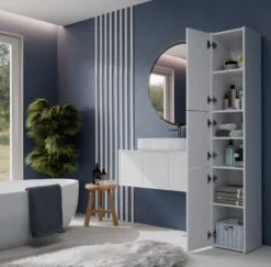 Colonna bagno minimal 30x170 cm a 3 ante bianco opaco CBT7