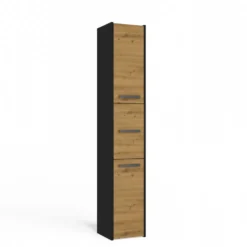 Colonna bagno minimal 30x170 cm a 3 ante rovere e antracite CBT7