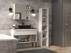 Colonna bagno moderna 31x174 a 2 ante bianco lucido CBT3