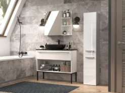 Colonna bagno moderna 31x174 a 2 ante bianco lucido CBT3