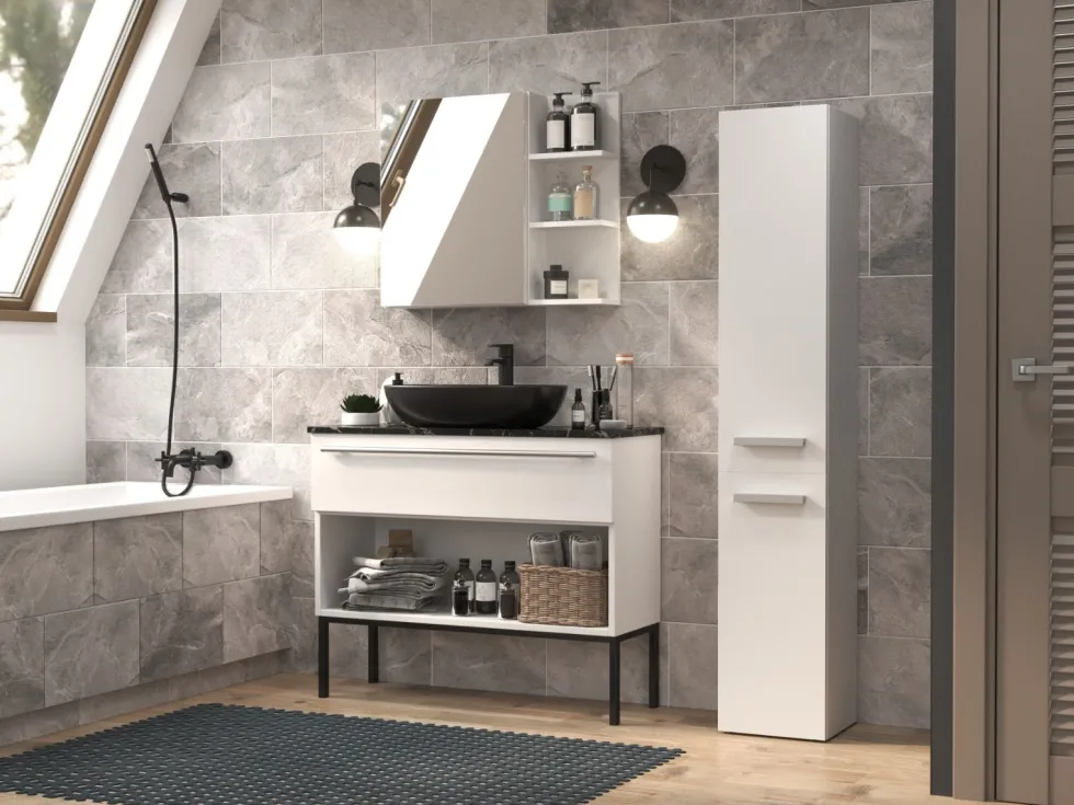 Colonna bagno moderna 31x174 a 2 ante bianco opaco CBT3