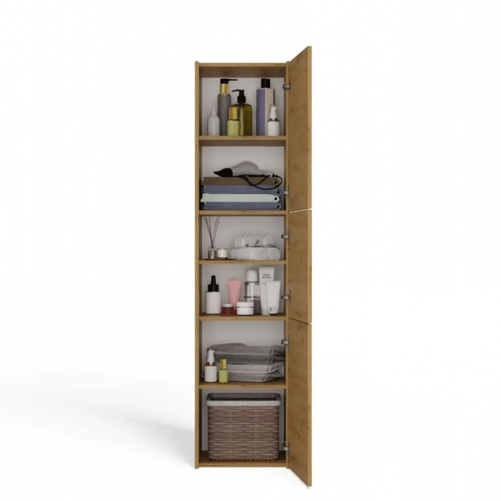 Colonna bagno moderna 40x170 cm a 3 ante rovere CBT9