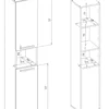 Colonna bagno salvaspazio 31x174 con cesto portabiancheria bianco lucido CBT4