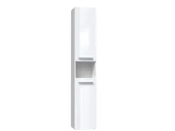 Colonna bagno salvaspazio 31x174 con cesto portabiancheria bianco lucido CBT4