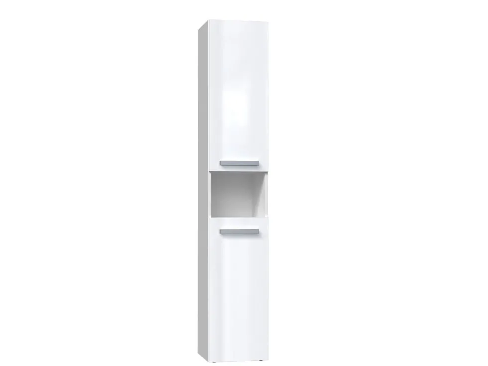 Colonna bagno salvaspazio 31x174 con cesto portabiancheria bianco lucido CBT4