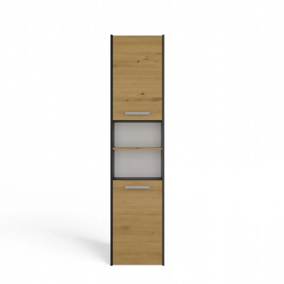 Colonna bagno salvaspazio 40x170 cm con vani a giorno rovere e antracite CBT8