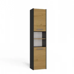 Colonna bagno salvaspazio 40x170 cm con vani a giorno rovere e antracite CBT8