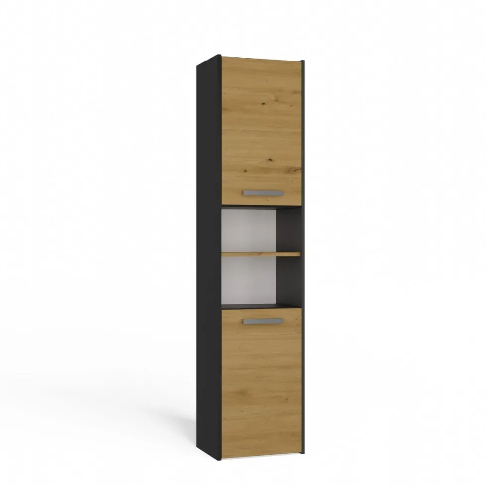 Colonna bagno salvaspazio 40x170 cm con vani a giorno rovere e antracite CBT8