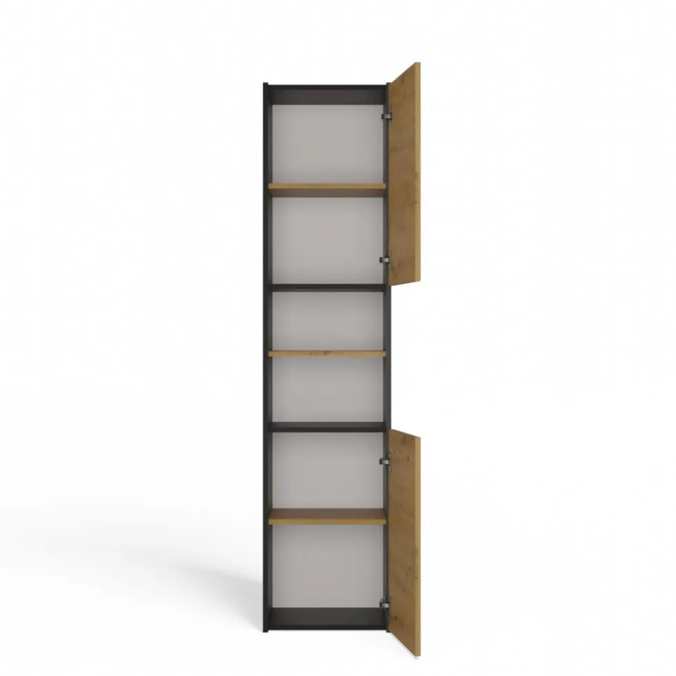 Colonna bagno salvaspazio 40x170 cm con vani a giorno rovere e antracite CBT8