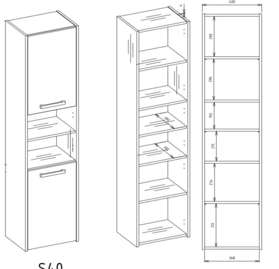 Colonna bagno salvaspazio 40x170 cm con vani a giorno rovere e antracite CBT8