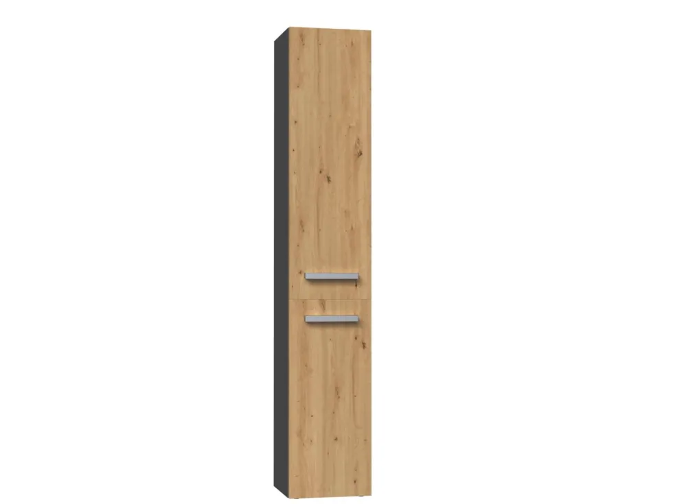 Colonna bagno salvaspazio 31x174 con cesto portabiancheria rovere e antracite CBT5