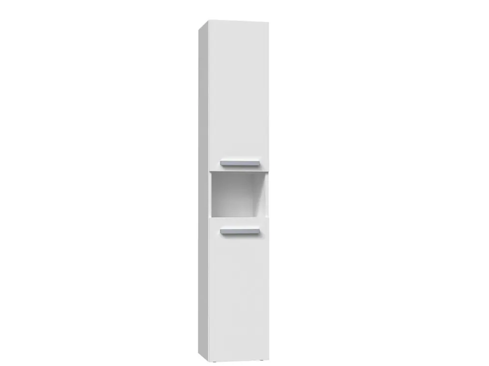 Colonna bagno salvaspazio 31x174 con cesto portabiancheria bianco opaco CBT4