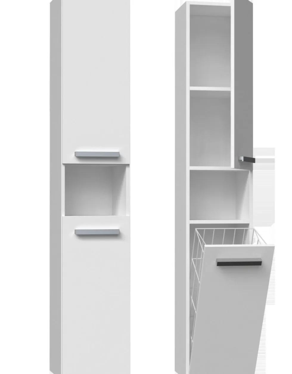 Colonna bagno salvaspazio 31x174 con cesto portabiancheria bianco opaco CBT4
