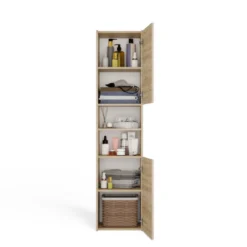 Colonna bagno salvaspazio 40x170 cm con vani a giorno rovere chiaro CBT8