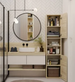Colonna bagno salvaspazio 40x170 cm con vani a giorno rovere chiaro CBT8