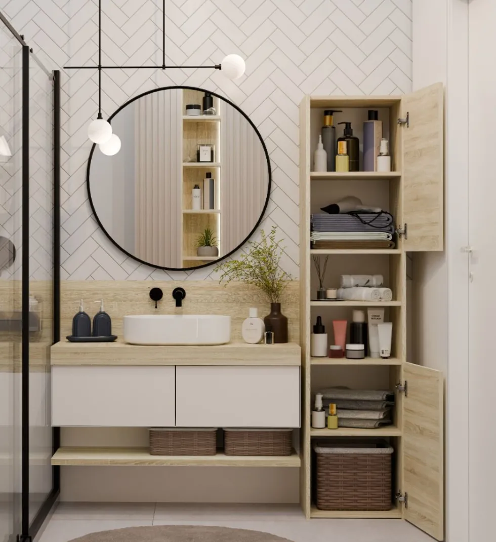 Colonna bagno salvaspazio 40x170 cm con vani a giorno rovere chiaro CBT8