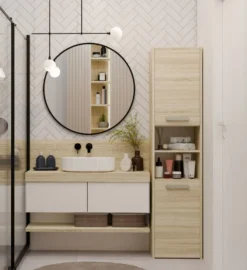 Colonna bagno salvaspazio 40x170 cm con vani a giorno rovere chiaro CBT8
