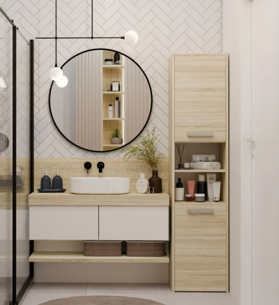 Colonna bagno salvaspazio 40x170 cm con vani a giorno rovere chiaro CBT8