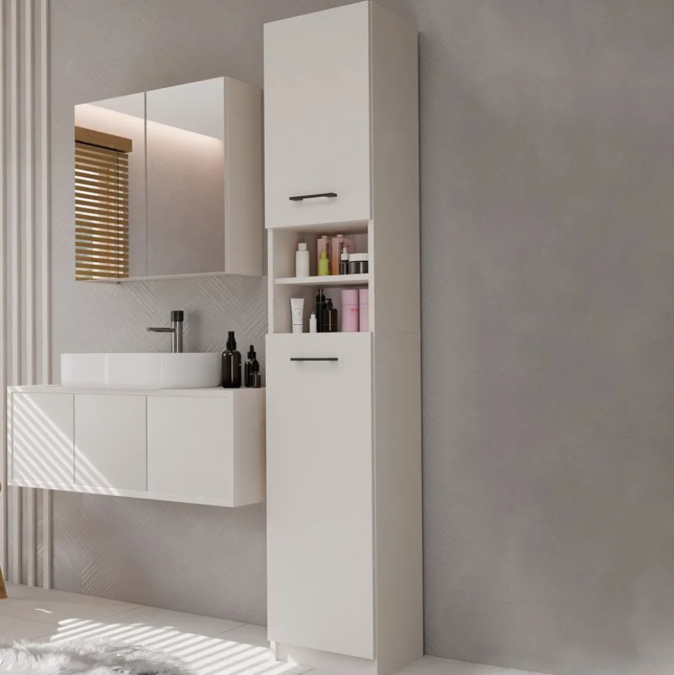 Colonna bagno salvaspazio 32x180 cm con 2 ante beige cashmere CBT1