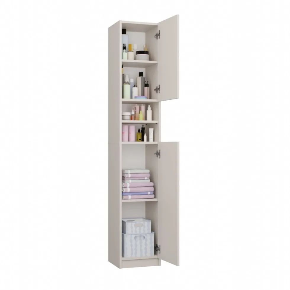 Colonna bagno salvaspazio 32x180 cm con 2 ante beige cashmere CBT1
