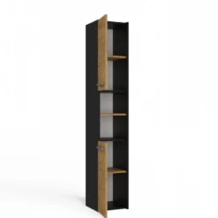 Colonna bagno salvaspazio 30x170 cm con ante e mensola rovere e antracite CBT6