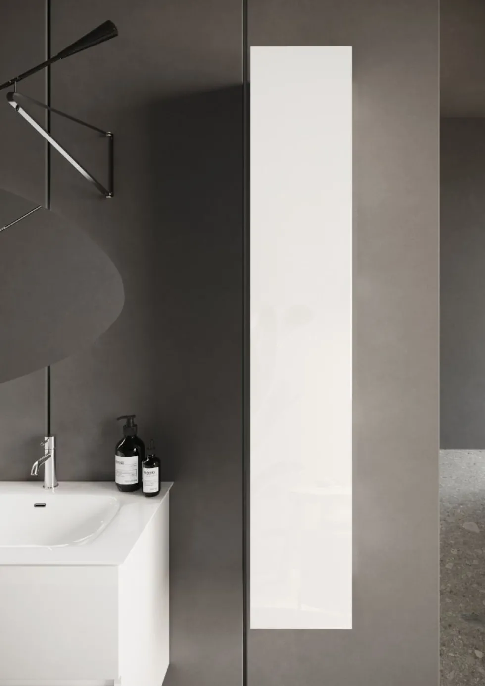 Colonna bagno sospesa 25x138 cm bianco lucido con 4 ripiani COL2