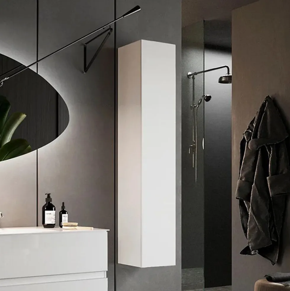 Colonna bagno sospesa 25x138 cm bianco lucido con 4 ripiani COL2