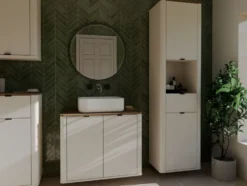 Colonna bagno sospesa 48x178 cm in cashmere e rovere CBT11