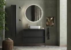 Colonna bagno sospesa 26x138 cm nera con 4 ripiani COL3
