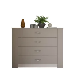 Comò cassettiera perta 117x91 cm beige e bianco CI12