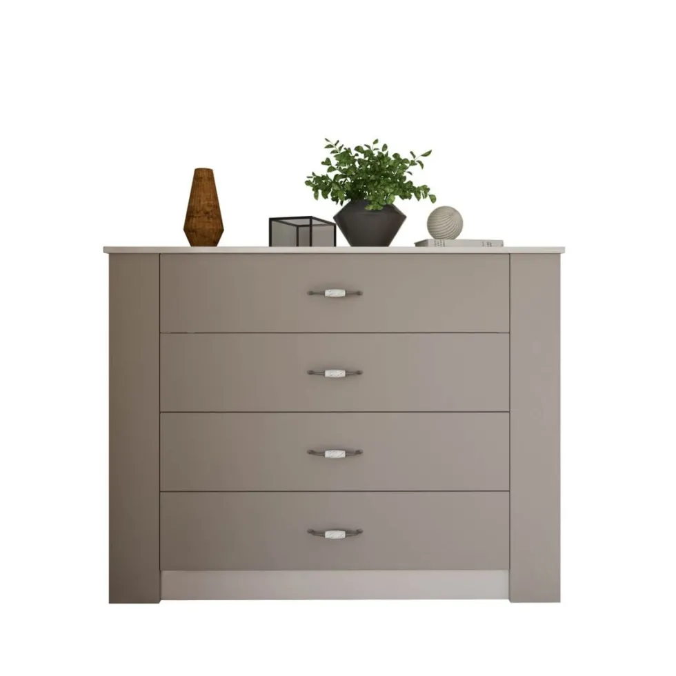Comò cassettiera perta 117x91 cm beige e bianco CI12