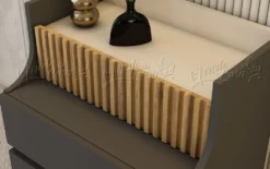 Comò con specchio 70x80x48 cm, 3 cassetti rovere scuro, beige e grafite CU47